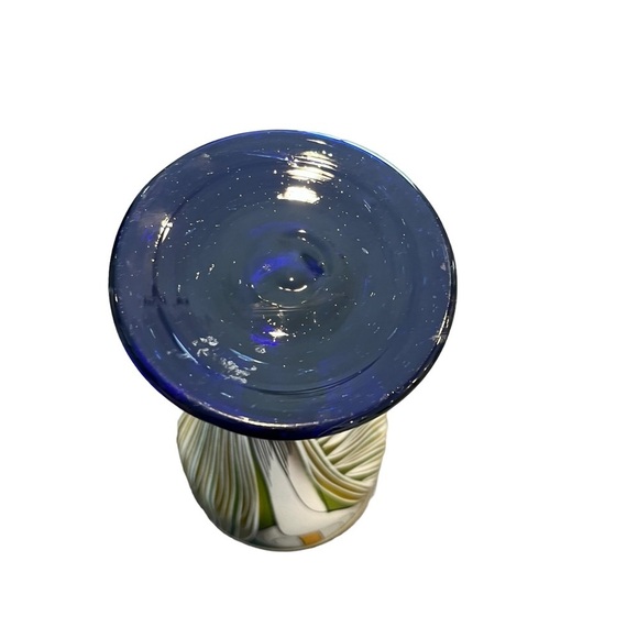 Talavera Hand Painted Cobalt Goblet Calla Lily One - Picture 3 of 7